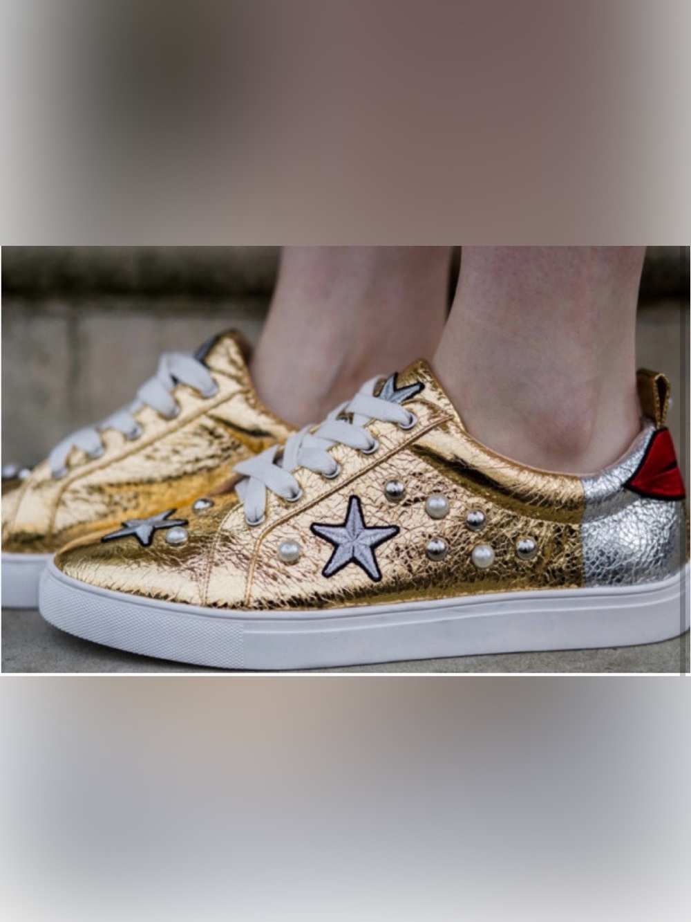 Kurt Geiger Metallic Gold and Silver Star Sneakers